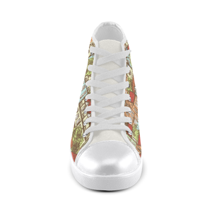 Medieval Housetop Women's High Top Canvas Shoes