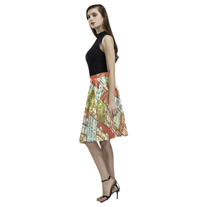 Medieval Town Pleated Midi Skirt