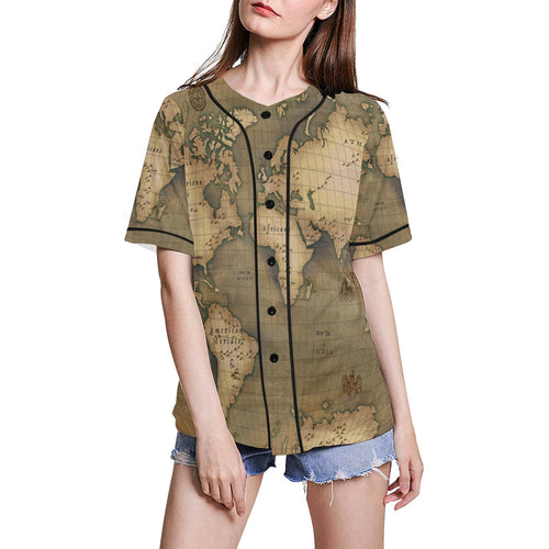 Old Map Baseball Jersey for Women