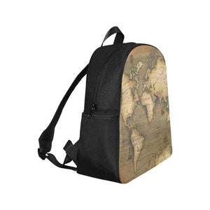 Old Map Multi-Pocket Fabric Backpack