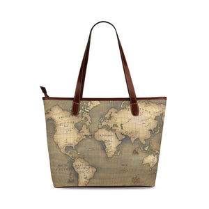 Old Map Shoulder Tote Bag