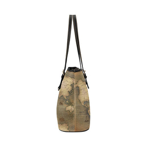 Old Map Leather Tote Bag (Small)