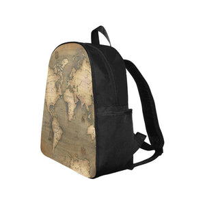 Old Map Multi-Pocket Fabric Backpack