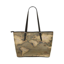 Old Map Leather Tote Bag (Large)
