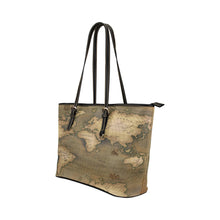 Old Map Leather Tote Bag (Large)