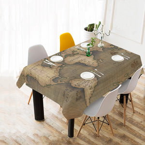 Old Map Cotton Linen Tablecloth 60" x 90"