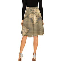 Old Map Pleated Midi Skirt