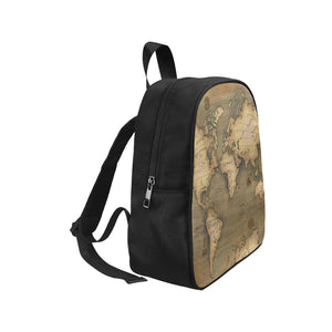 Old Map Fabric School Backpack