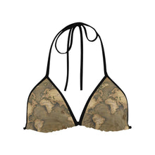 Old Map Bikini Swimsuit Top