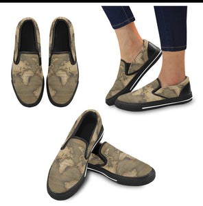 Old Map Women's Slip-on Canvas Shoes