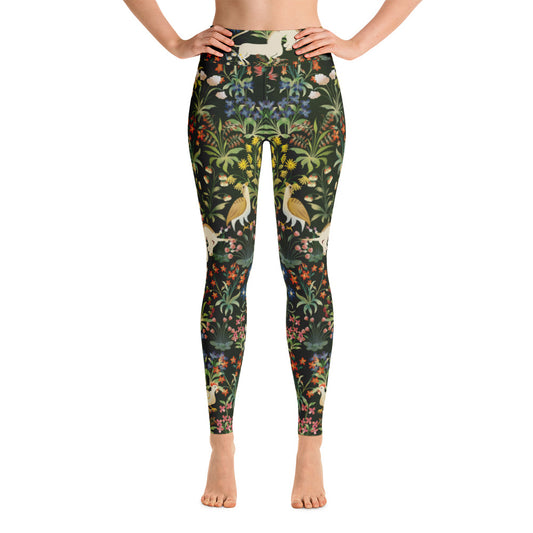 Medieval Unicorn Tapestry Yoga Leggings