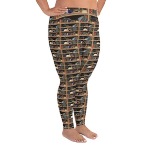 Cats + Books All-Over Print Plus Size Leggings
