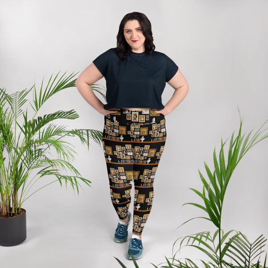 The Six Wives Portrait Pattern All-Over Print Plus Size Leggings