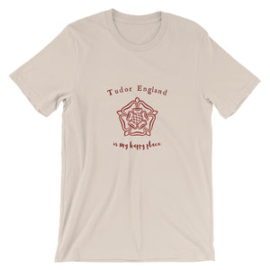Tudor England is my Happy Place Red Text Short-Sleeve Unisex T